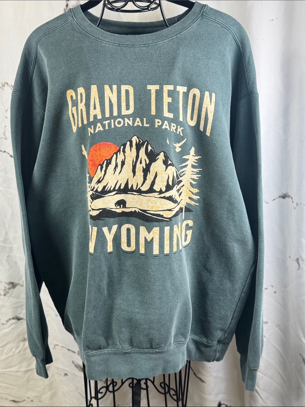 Comfort Colors Green Graphic Sweatshirt Grand Teton National Park Wyoming
